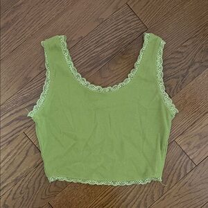 SHEIN Green Lace Trim Crop Top